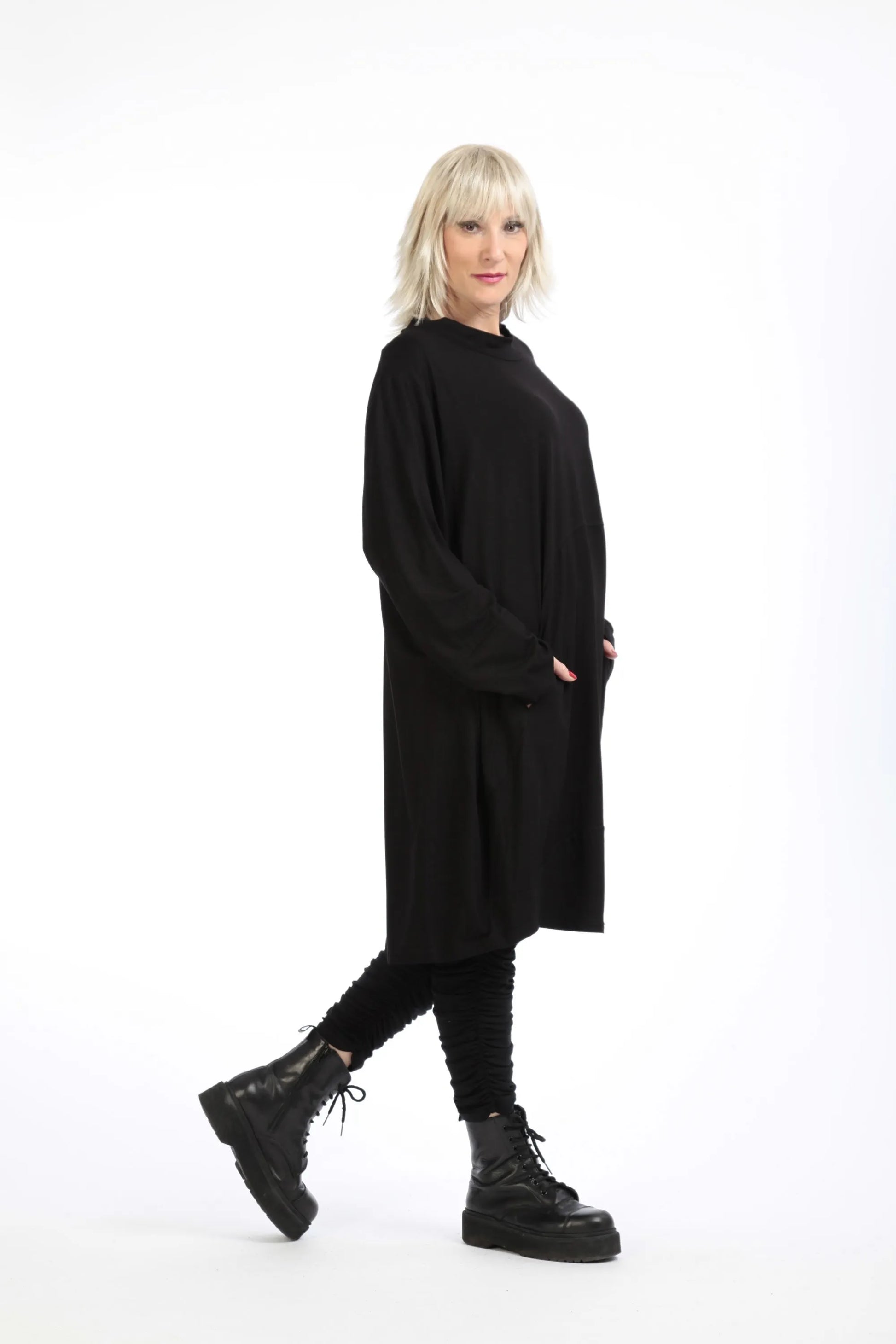  Ballonshirt von AKH Fashion aus Viskose, 1195.02139, Schwarz, Unifarben, Schick, Modern