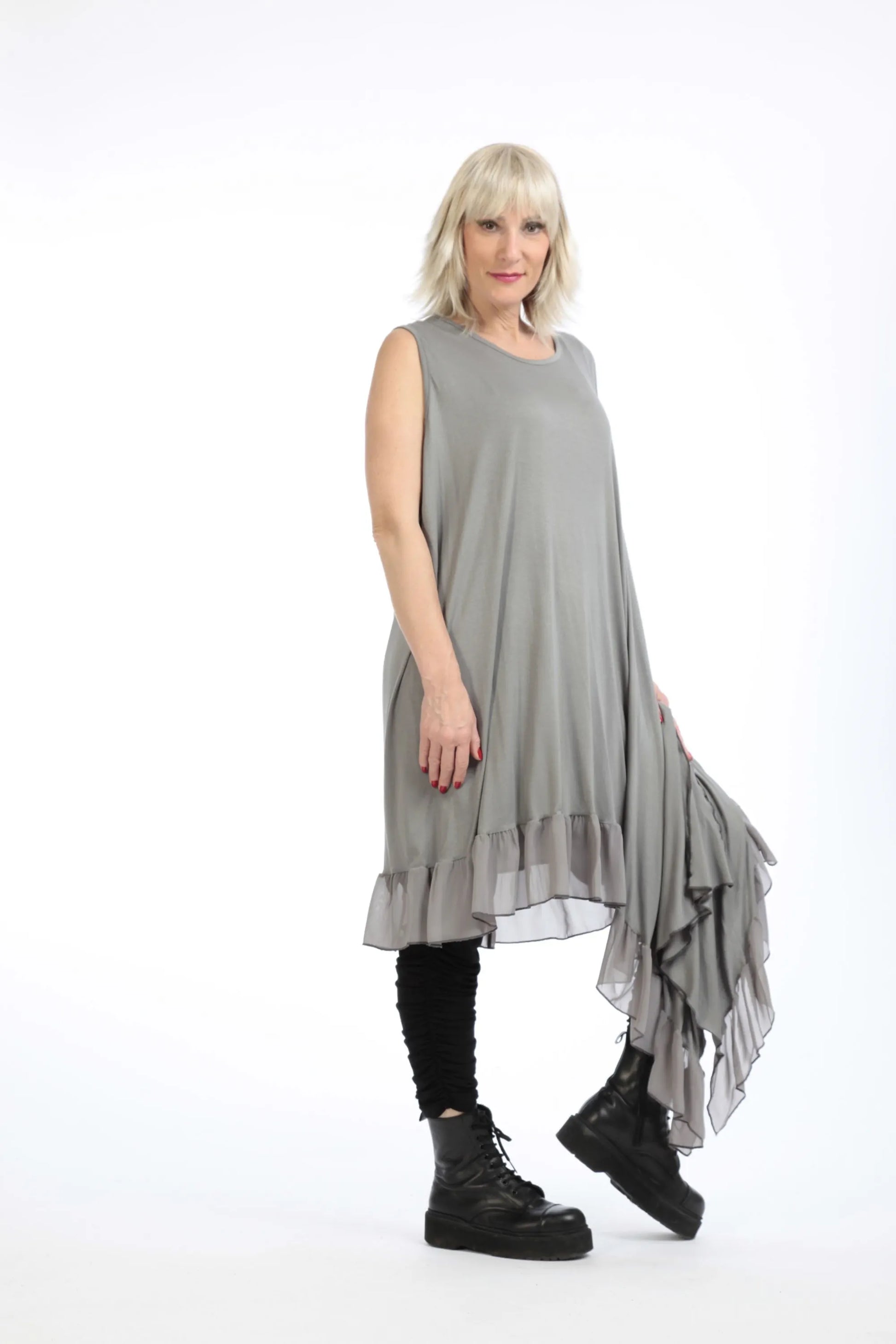  Tunika von AKH Fashion aus Viskose in asymmetrischer Form, 1197.06874, Grau, Ausgefallen