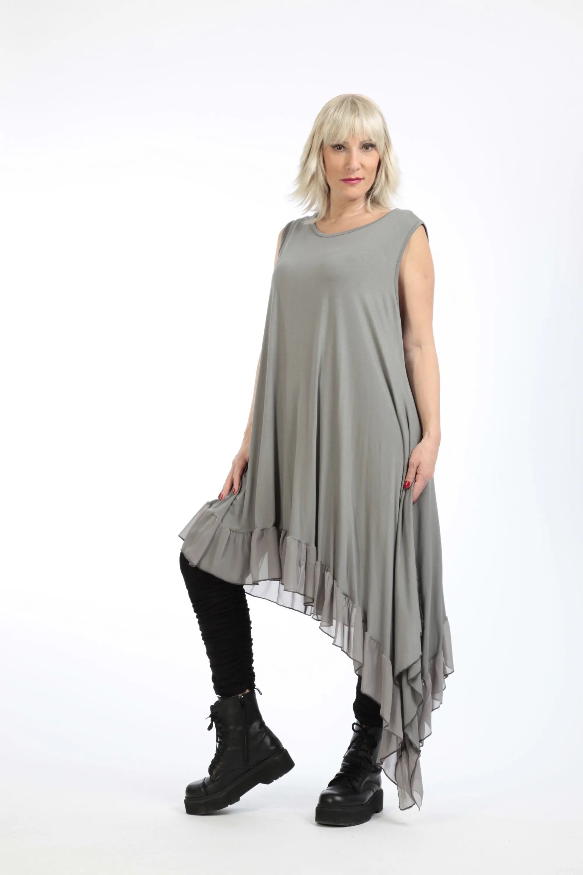  Tunika von AKH Fashion aus Viskose in asymmetrischer Form, 1197.06874, Grau, Ausgefallen