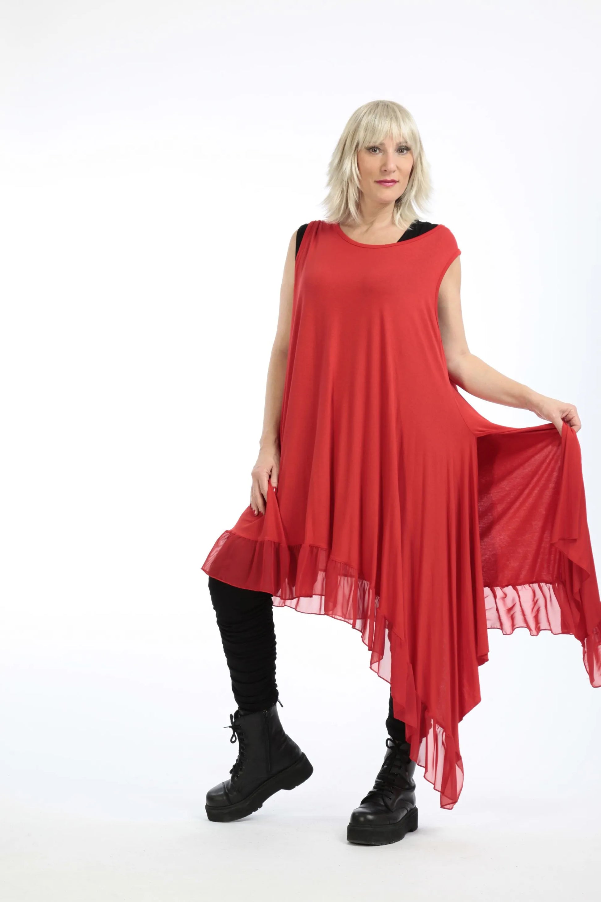  Tunika von AKH Fashion aus Viskose in asymmetrischer Form, 1197.06874, Rot, Ausgefallen