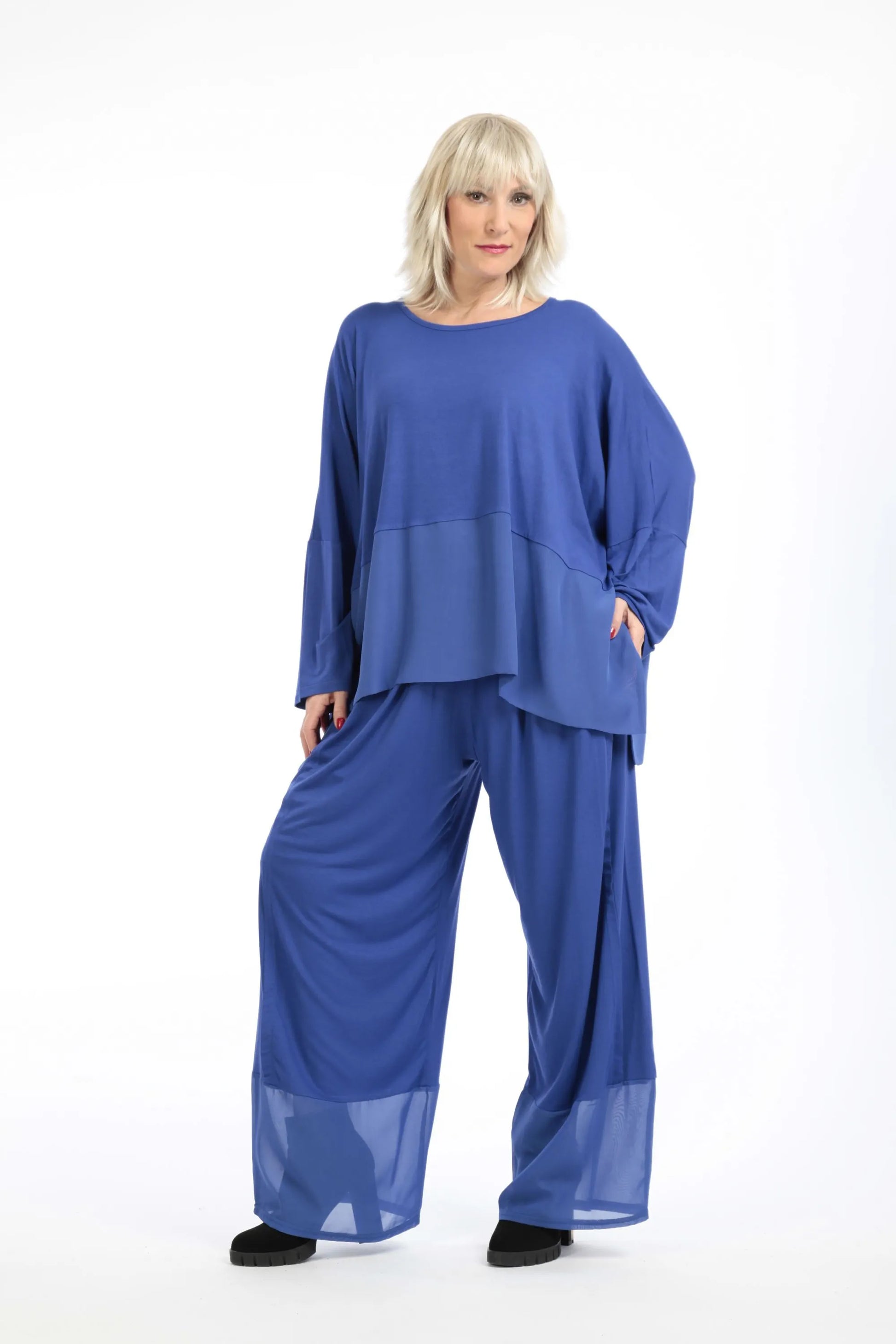  Bigshirt von AKH Fashion aus Viskose in kastiger Form, 1197.06877, Blau, Unifarben, Schick