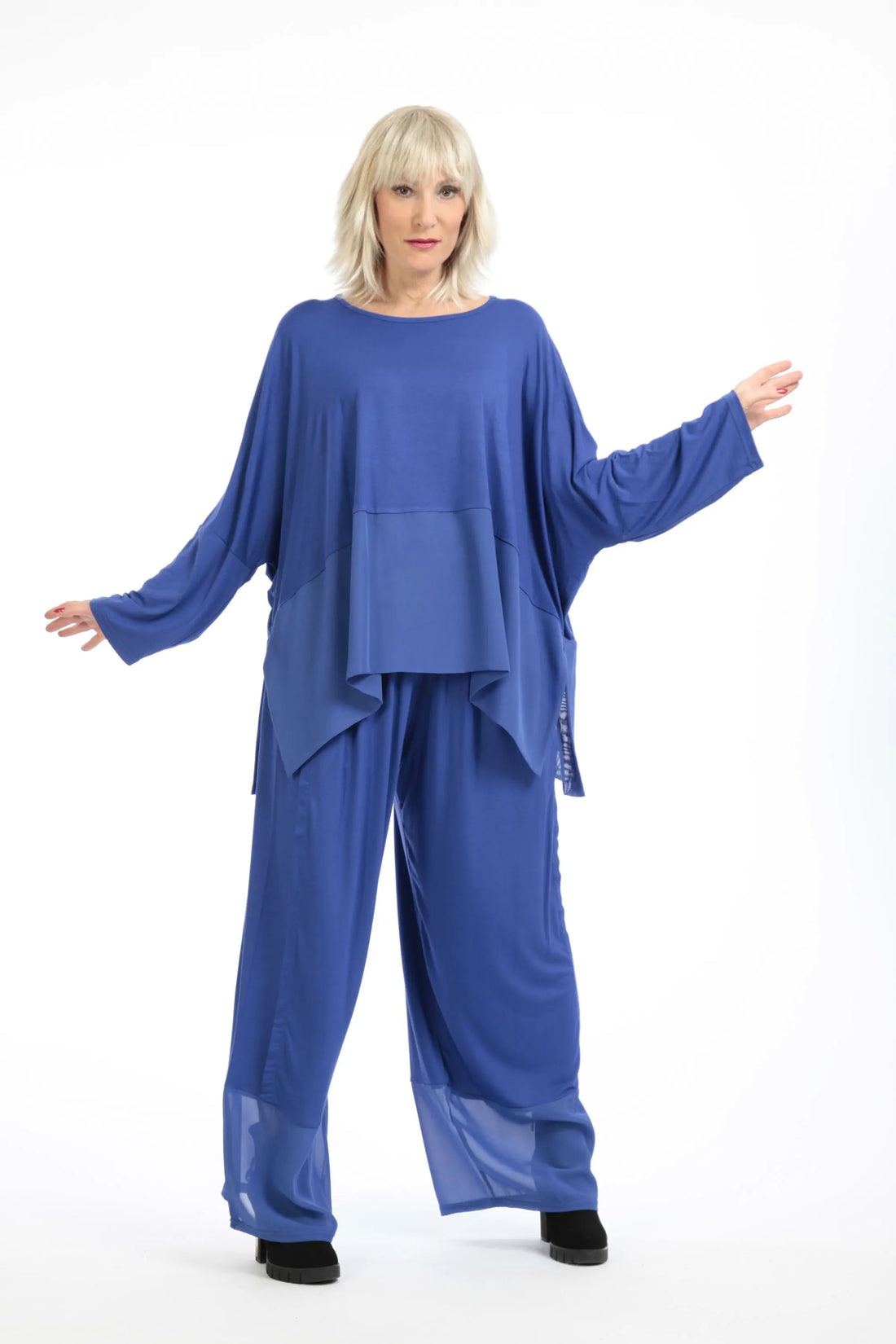  Bigshirt von AKH Fashion aus Viskose in kastiger Form, 1197.06877, Blau, Unifarben, Schick