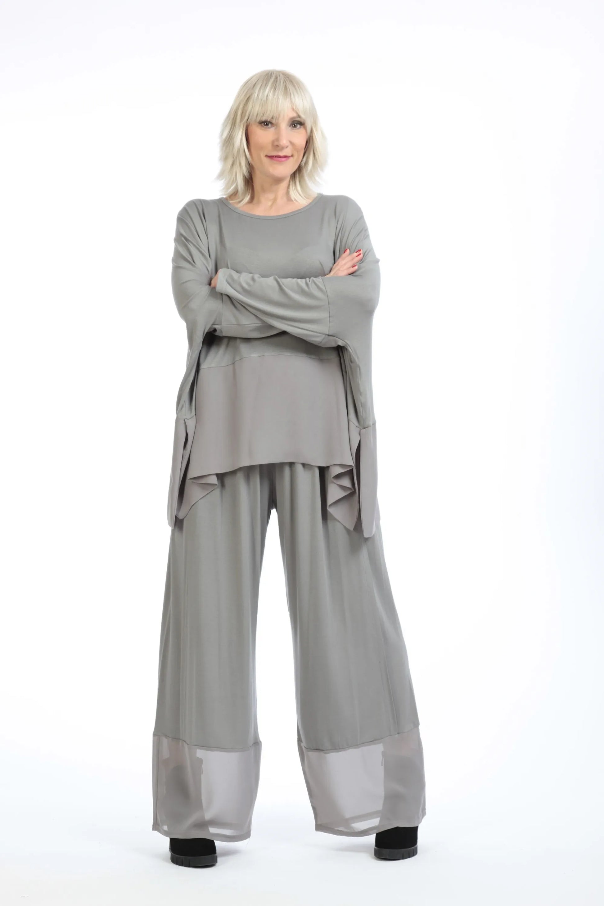  Bigshirt von AKH Fashion aus Viskose in kastiger Form, 1197.06877, Grau, Unifarben, Schick