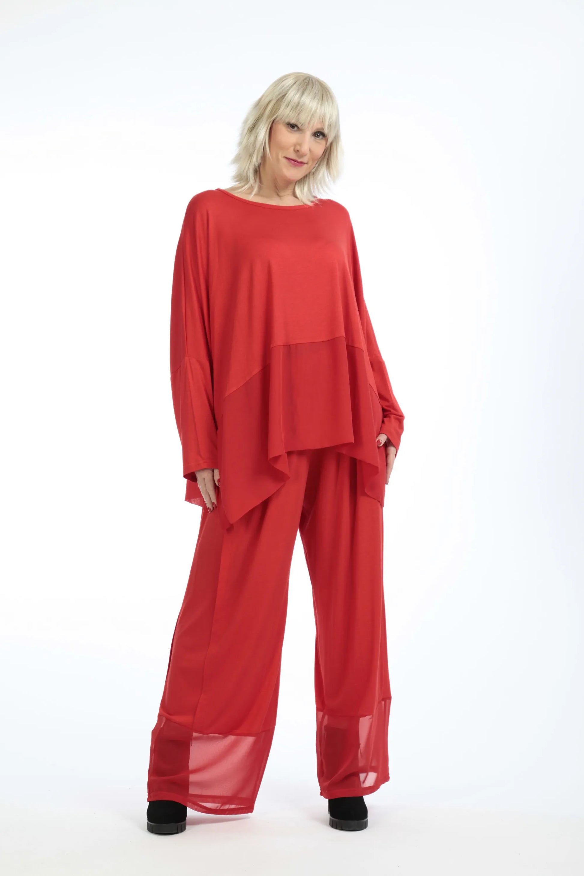  Bigshirt von AKH Fashion aus Viskose in kastiger Form, 1197.06877, Rot, Unifarben, Schick