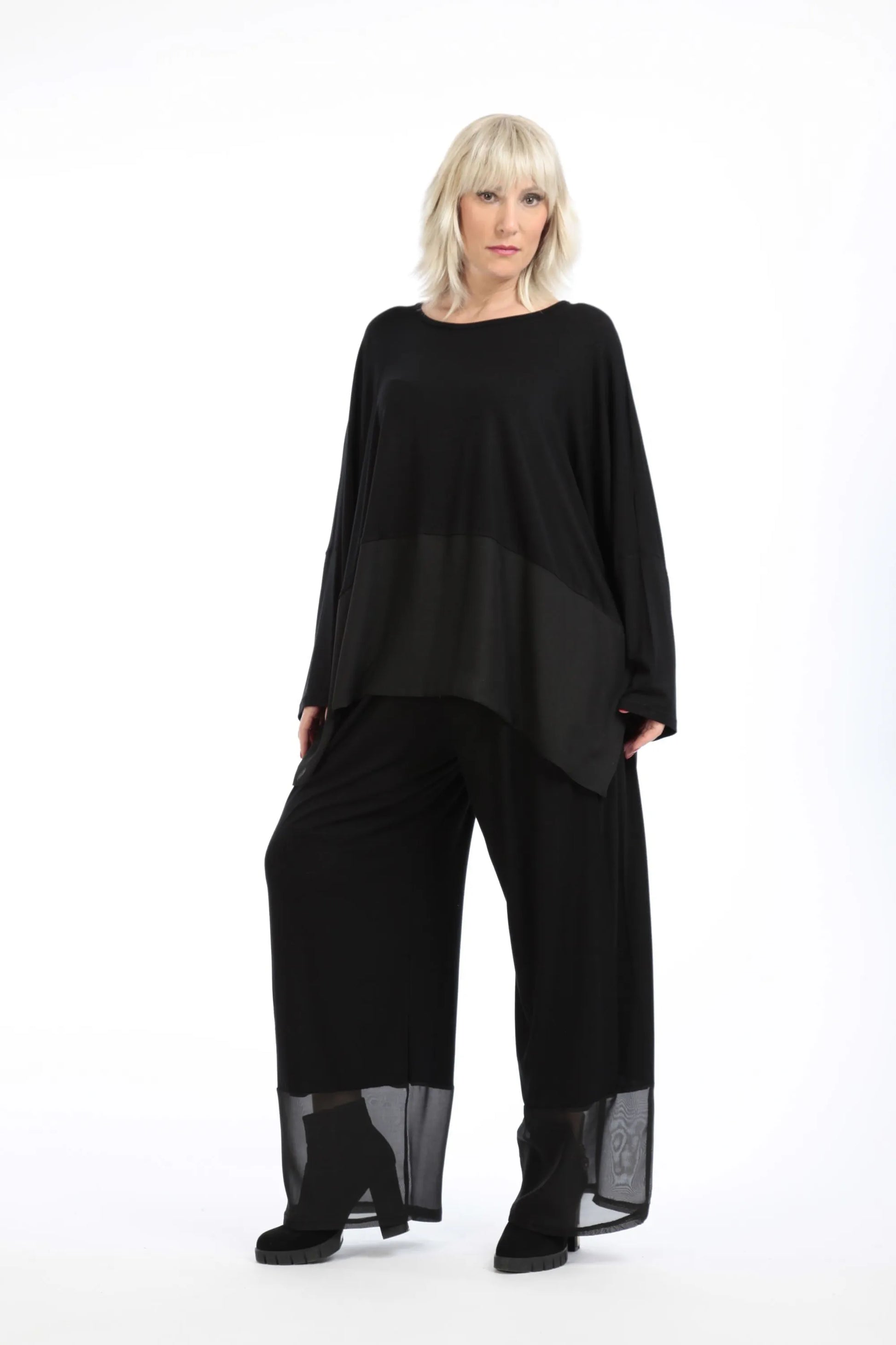  Hose von AKH Fashion aus Viskose in gerader Form, 1197.06878, Schwarz, Unifarben, Schick