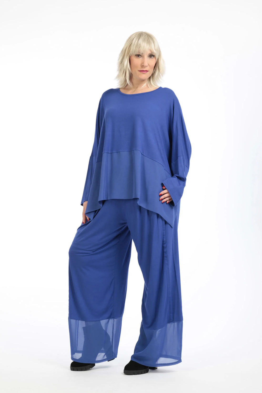  Hose von AKH Fashion aus Viskose in gerader Form, 1197.06878, Blau, Unifarben, Ausgefallen