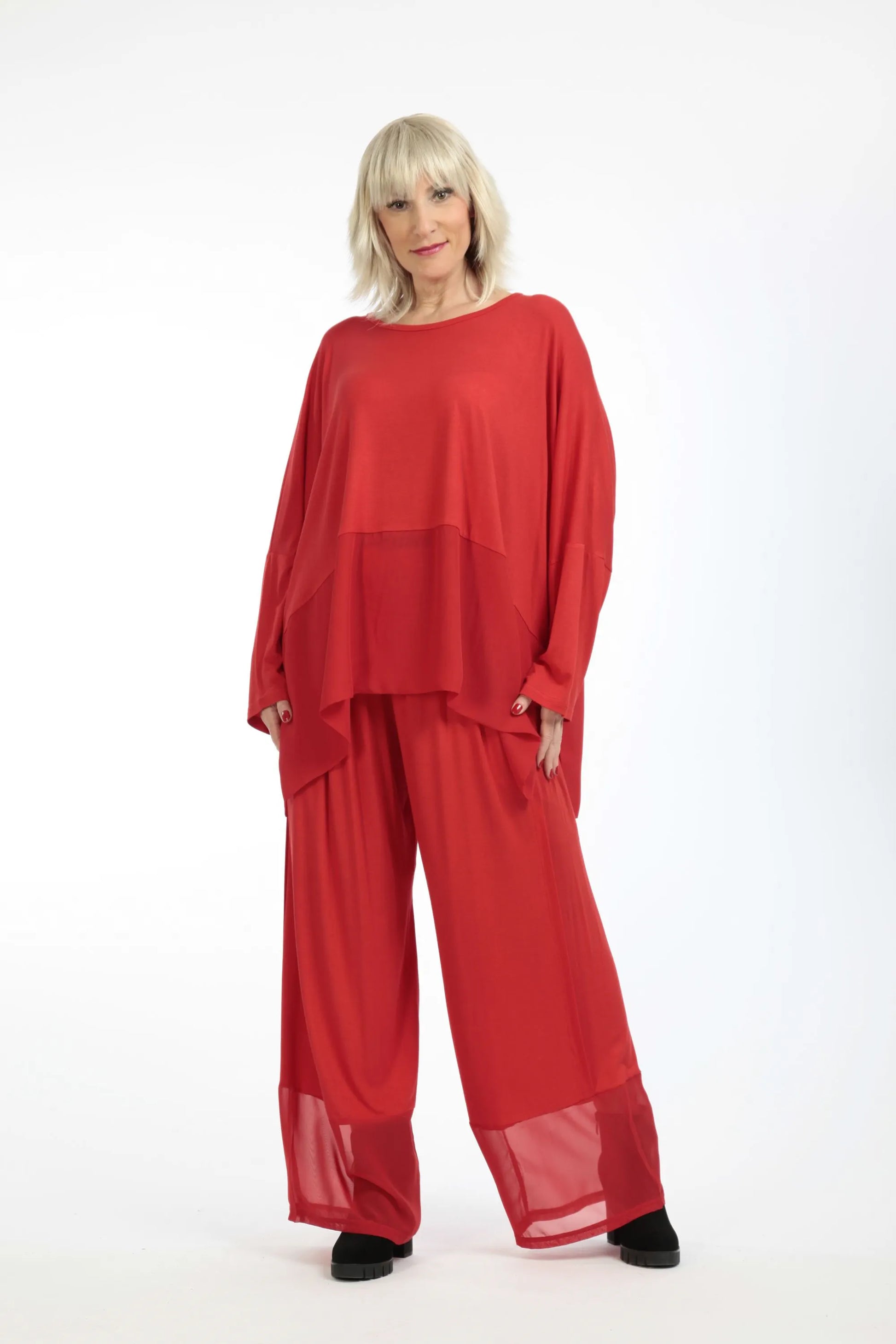  Hose von AKH Fashion aus Viskose in gerader Form, 1197.06878, Rot, Unifarben, Ausgefallen