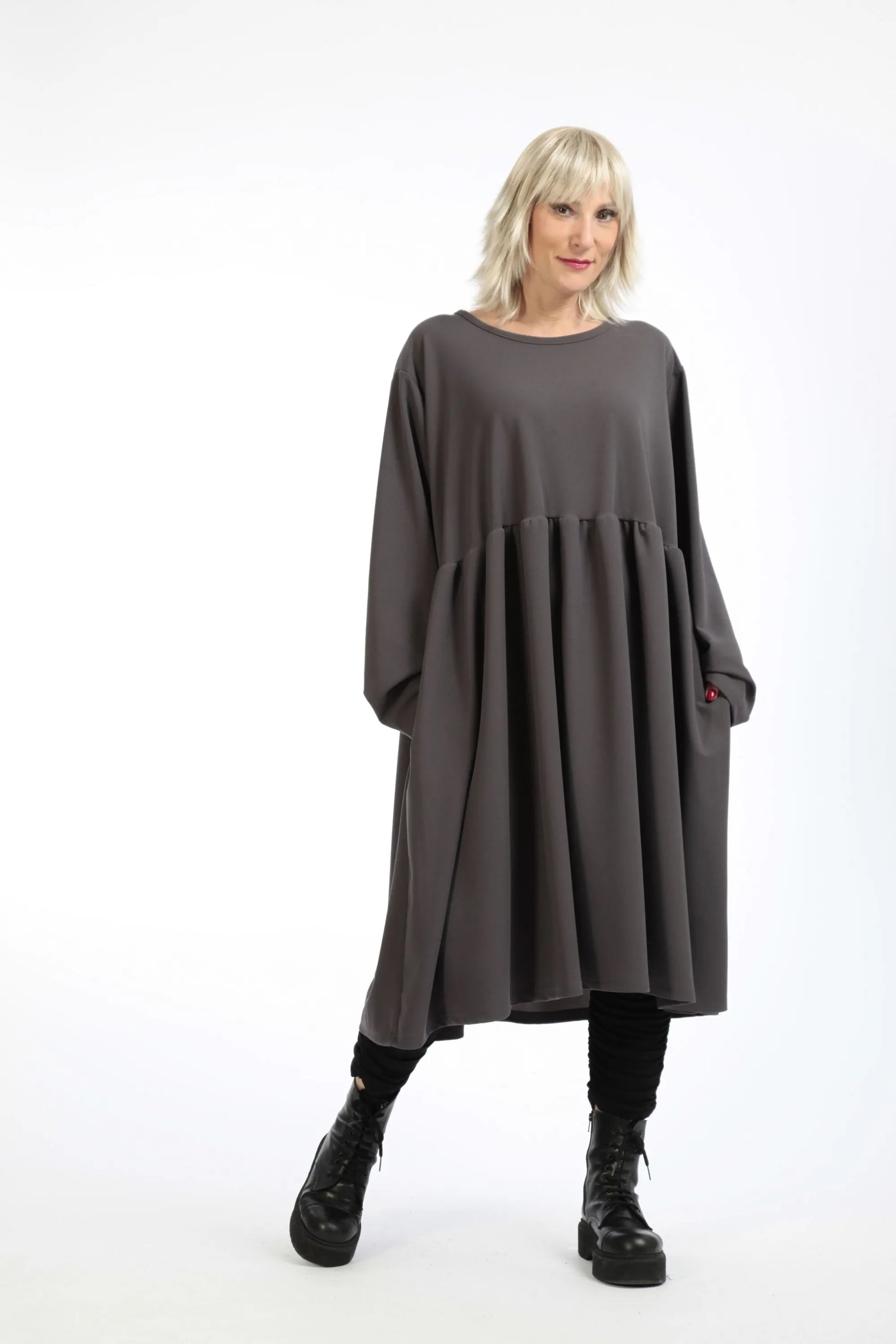  Elegantes A-Form Kleid mit Rundhalsausschnitt und langen Ärmeln für winterliche Styles