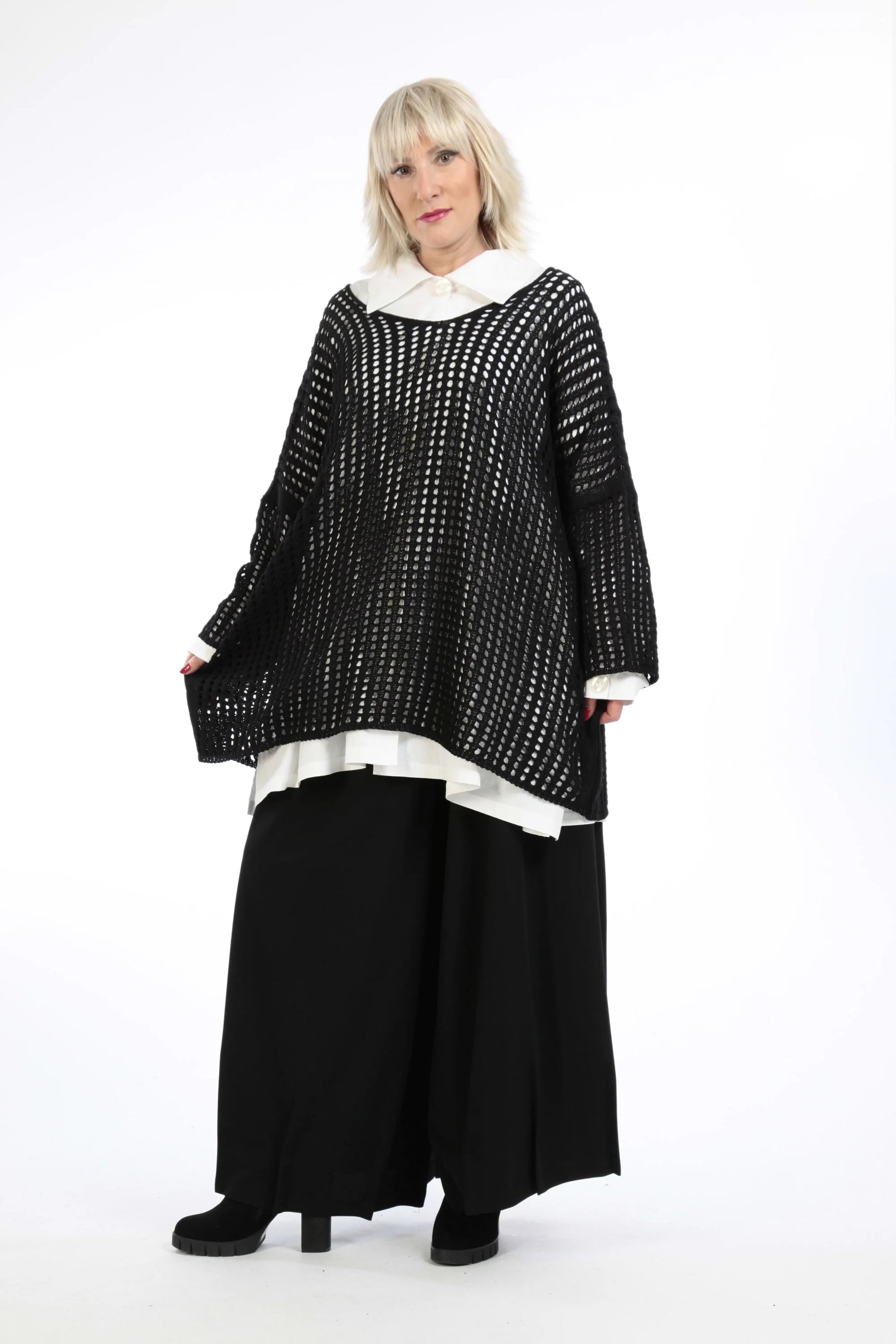  Pullover von AKH Fashion aus Baumwolle in gerader Form, 1205.02323, Schwarz, Ausgefallen