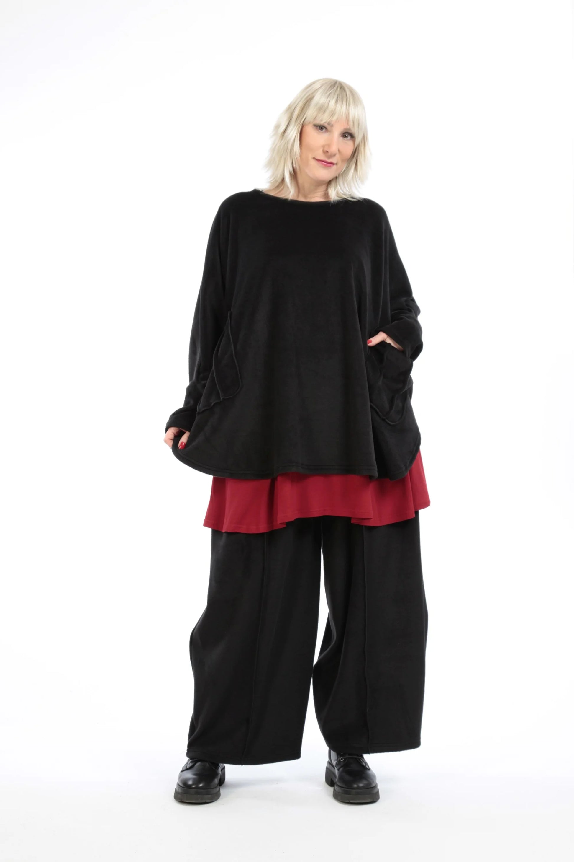  Bigshirt von AKH Fashion aus Polyester in gerundeter Form, 1210.06887, Schwarz, Ausgefallen