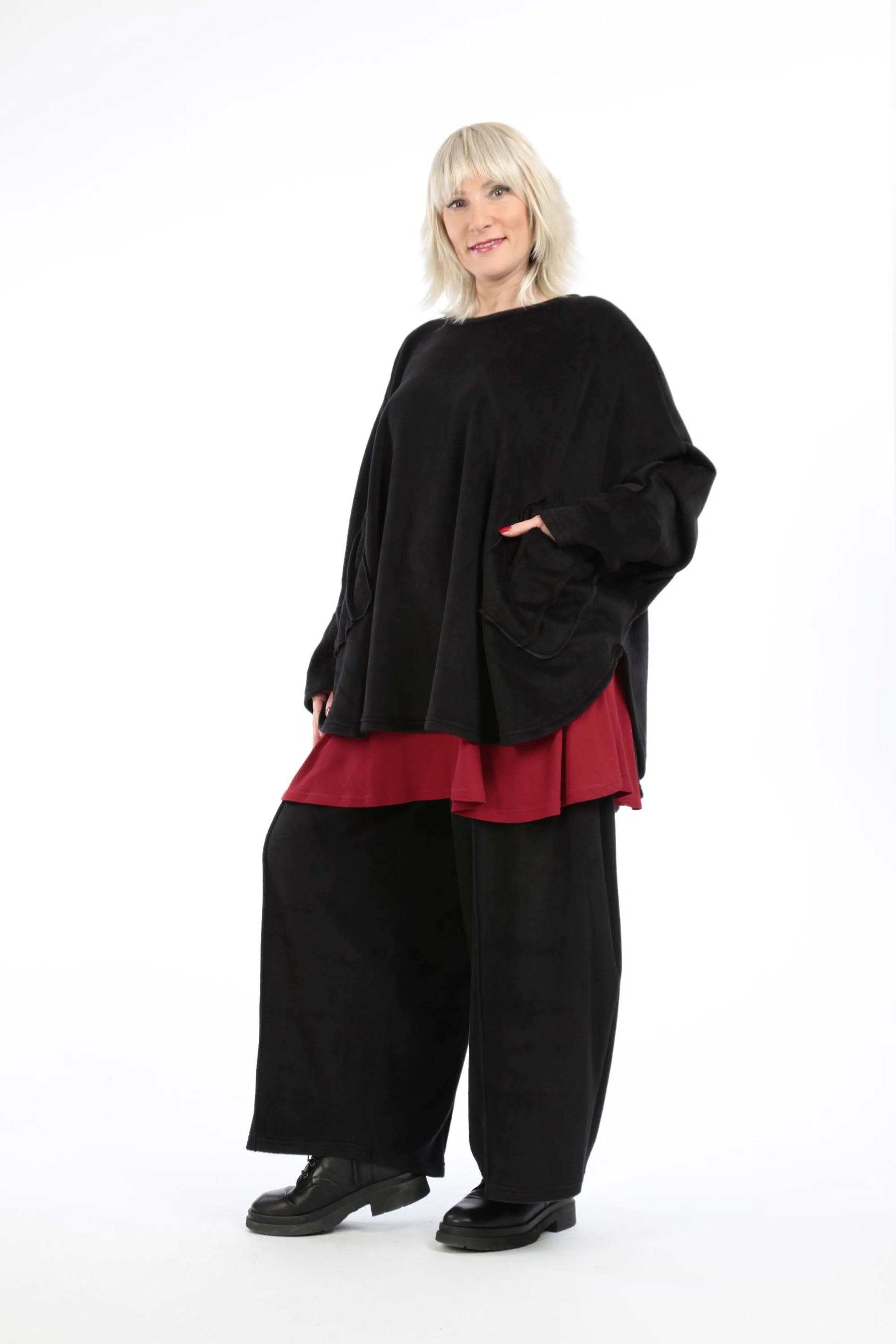  Bigshirt von AKH Fashion aus Polyester in gerundeter Form, 1210.06887, Schwarz, Ausgefallen