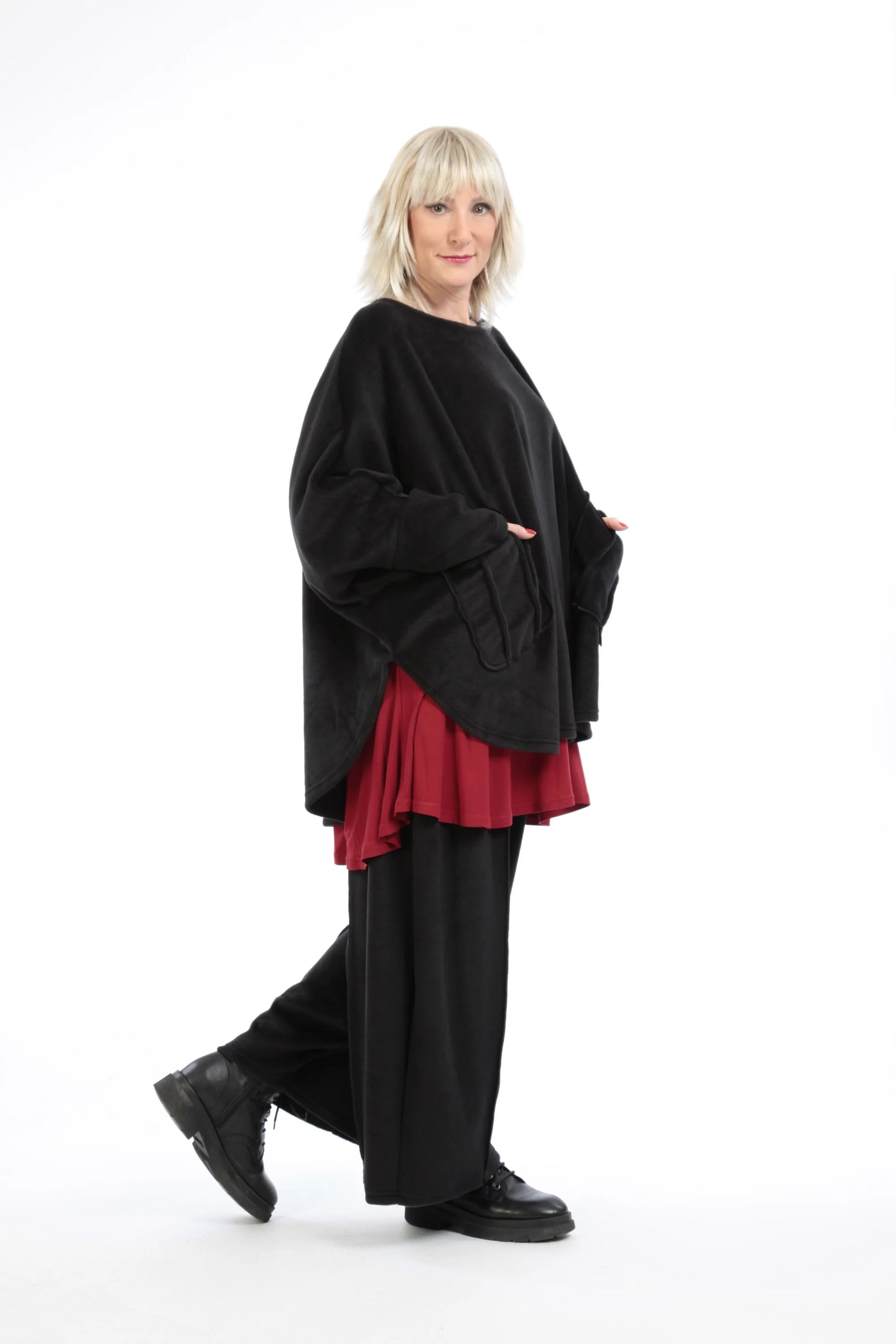  Bigshirt von AKH Fashion aus Polyester in gerundeter Form, 1210.06887, Schwarz, Ausgefallen