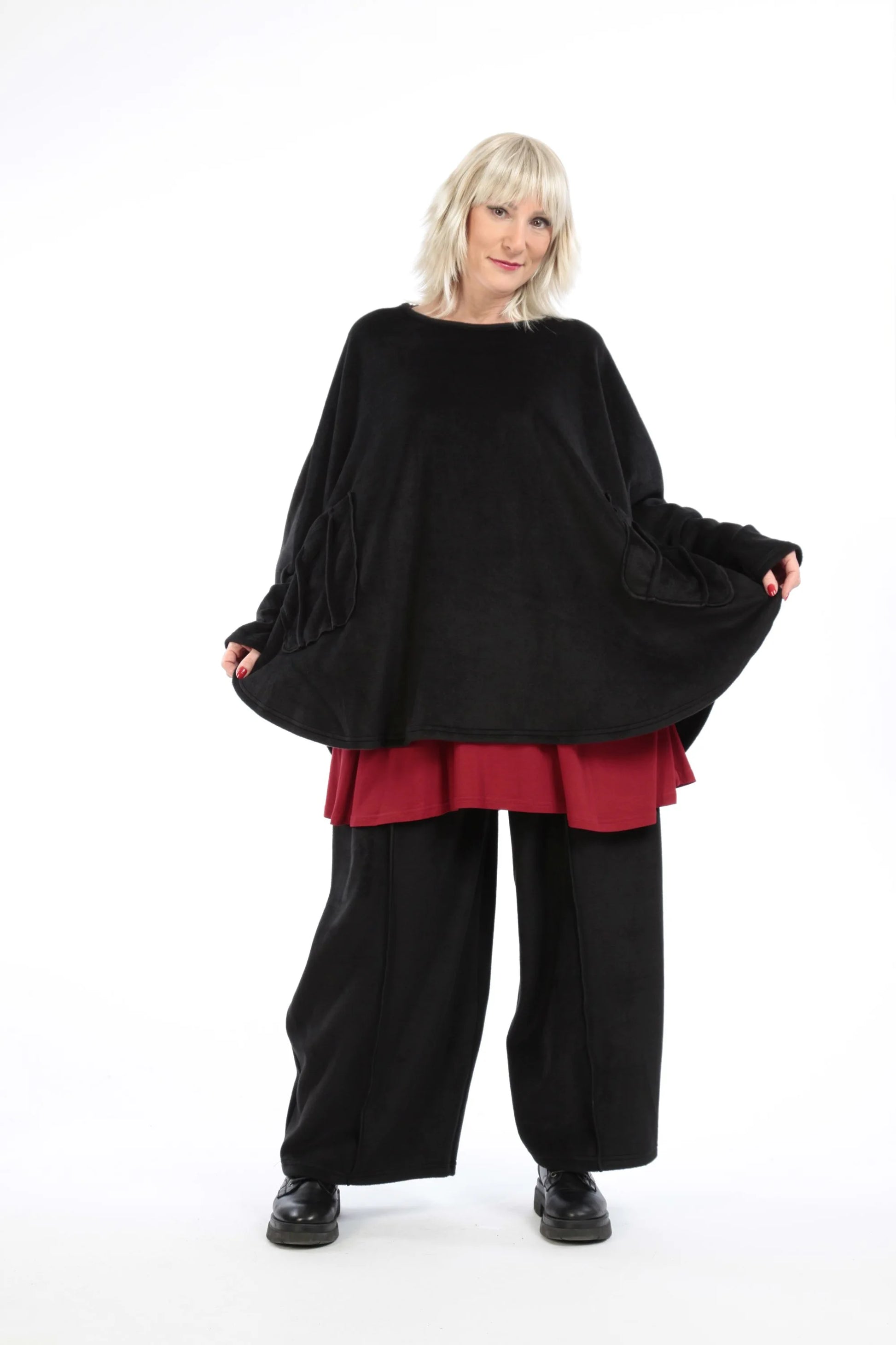  Bigshirt von AKH Fashion aus Polyester in gerundeter Form, 1210.06887, Schwarz, Ausgefallen