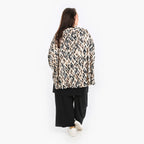  AKH Fashion Jacke in gerundeter Form, aus Viskose, 1309.00140, Beige-Schwarz-Cognac