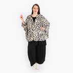 AKH Fashion Jacke in gerundeter Form, aus Viskose, 1309.00140, Beige-Schwarz-Cognac