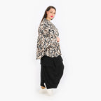  AKH Fashion Jacke in gerundeter Form, aus Viskose, 1309.00140, Beige-Schwarz-Cognac
