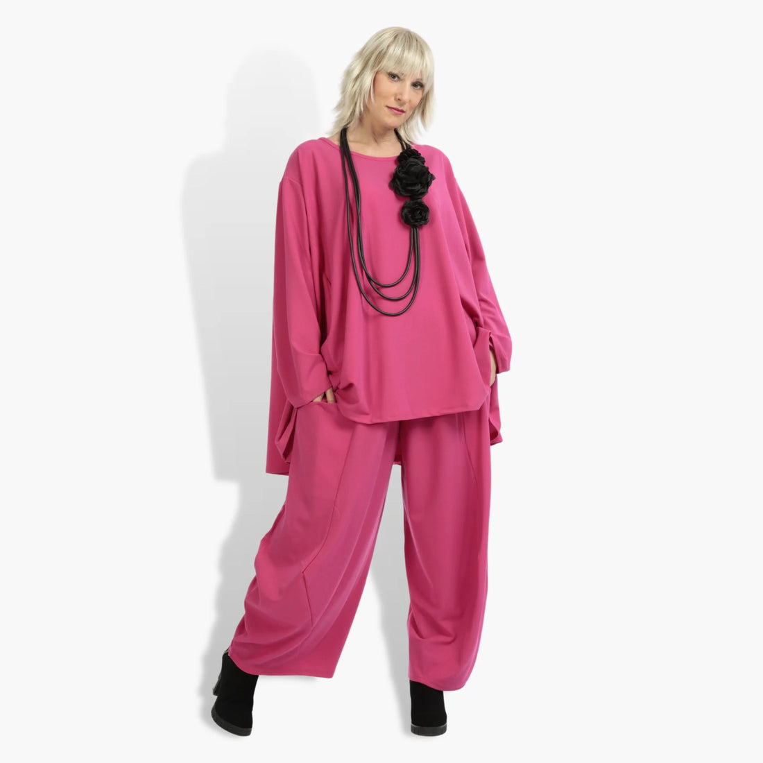  Ballonhose von AKH Fashion aus Materialmix, 1202.08069, Fuchsia, Unifarben, Ausgefallen