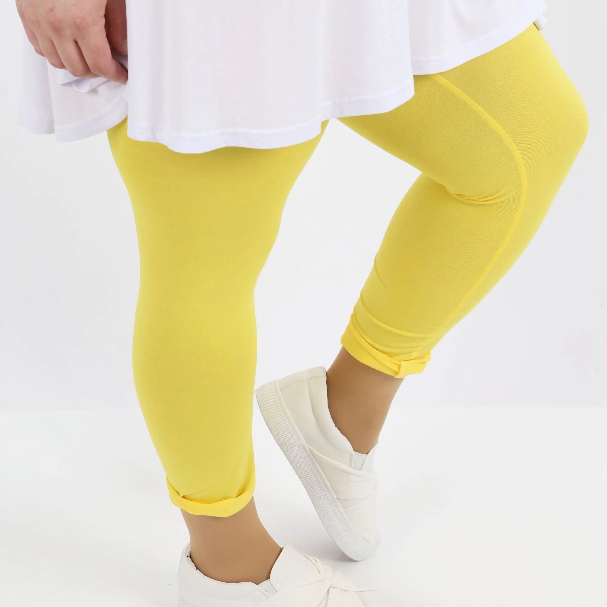  Leggings von AKH Fashion aus Viskose in gerader Form, 1233.0P100, Gelb, Unifarben, Schick