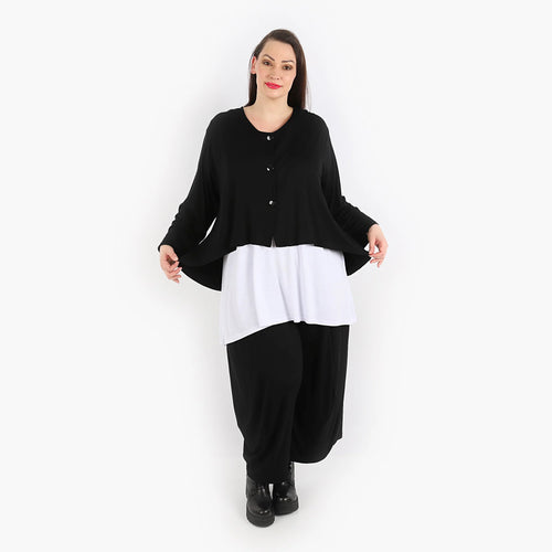  AKH Fashion Jacke in gerundeter Form, aus Viskose, 1312.00130, Schwarz, Schick, Modern