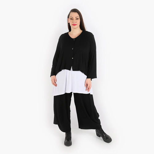  AKH Fashion Jacke in gerundeter Form, aus Viskose, 1312.00130, Schwarz, Schick, Modern