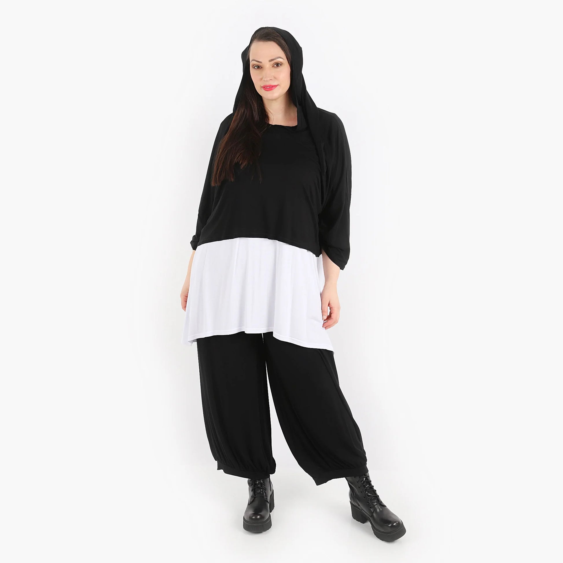  Bigshirt von AKH Fashion aus Viskose in kastiger Form, 1312.01039, Schwarz, Schick, Modern