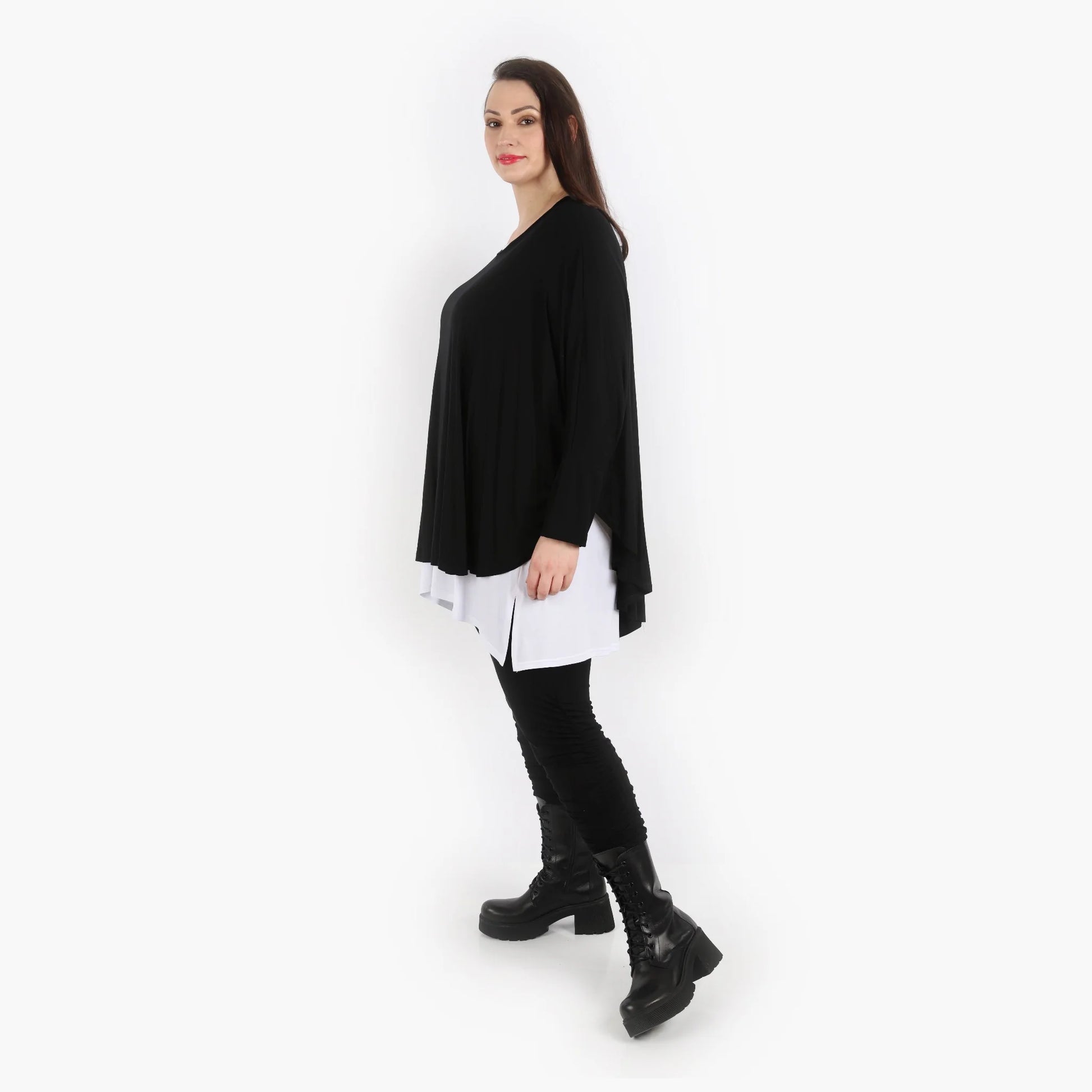  Bigshirt von AKH Fashion aus Viskose in gerundeter Form, 1312.01916, Schwarz, Schick, Modern