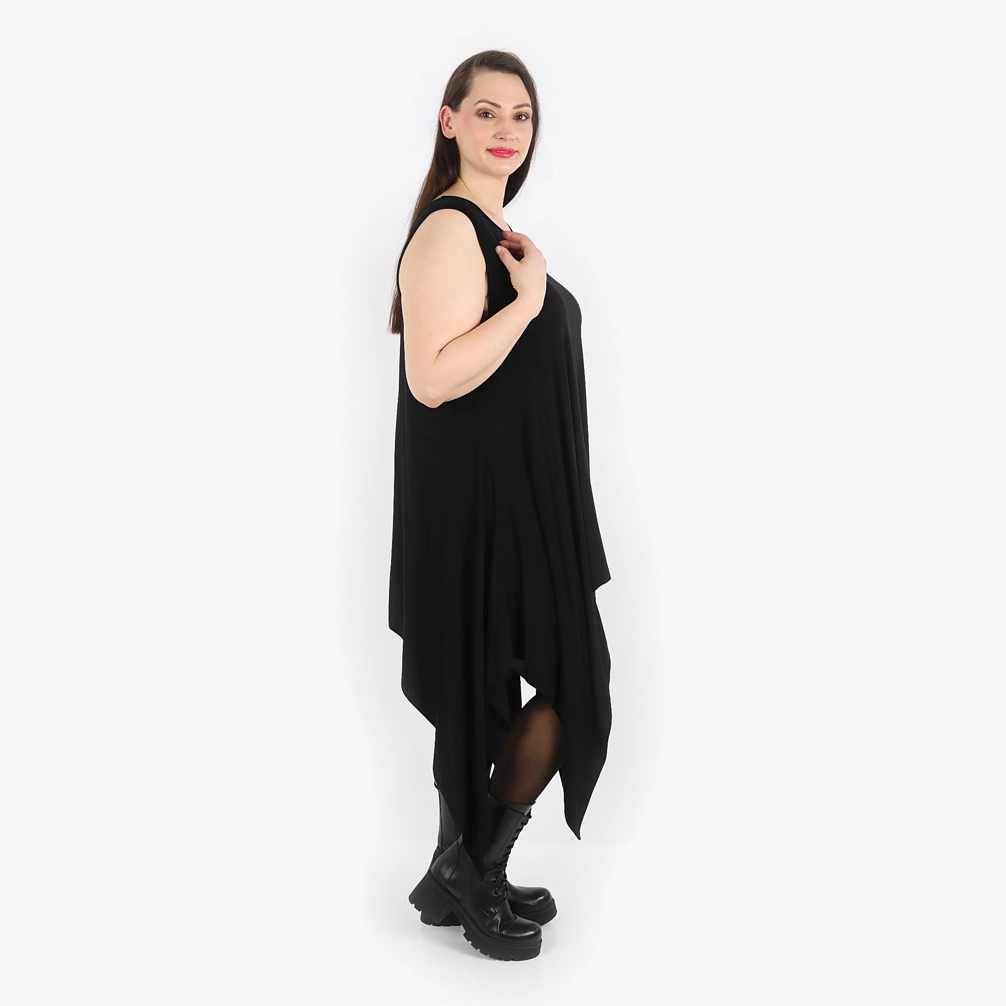  Zipfel Kleid von AKH Fashion aus Viskose, 1312.03067, Schwarz, Schick, Modern, Bequem