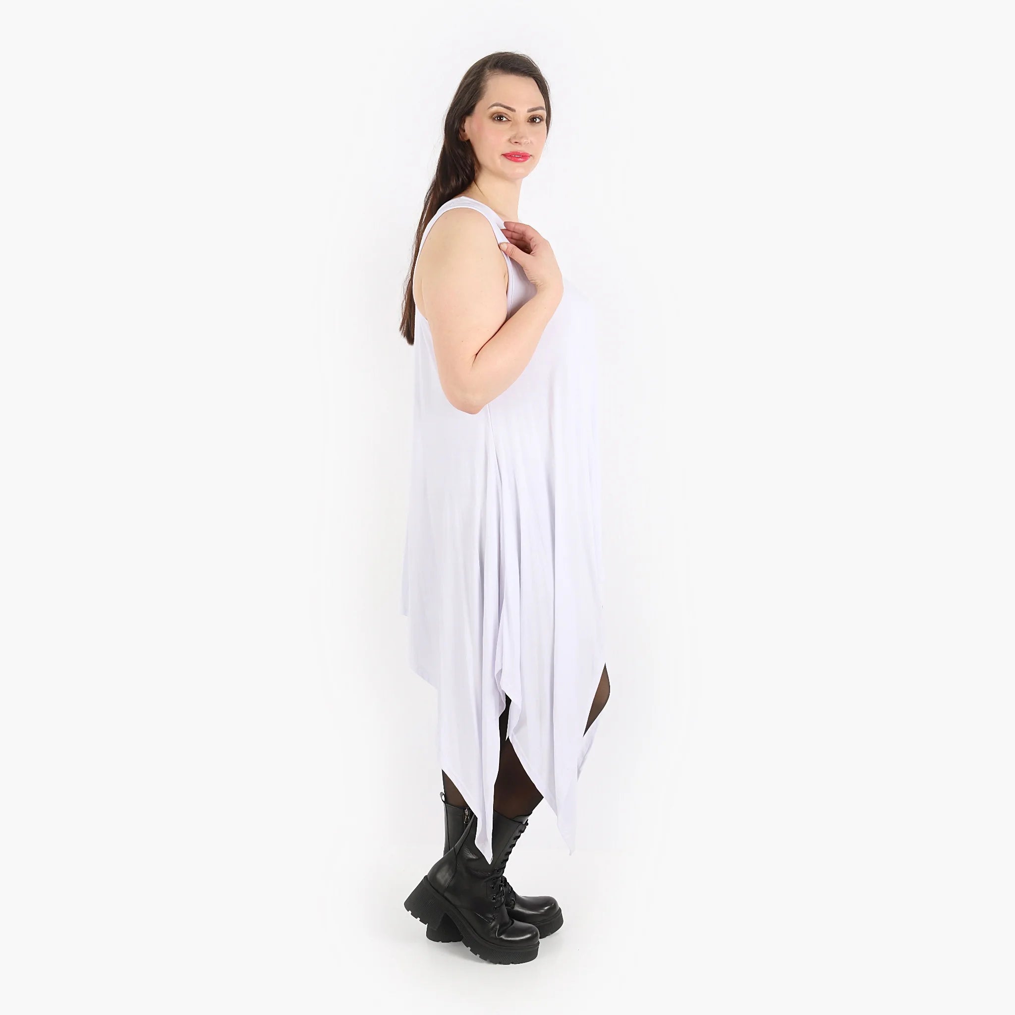  Zipfel Kleid von AKH Fashion aus Viskose, 1312.03067, Weiß, Schick, Modern, Bequem
