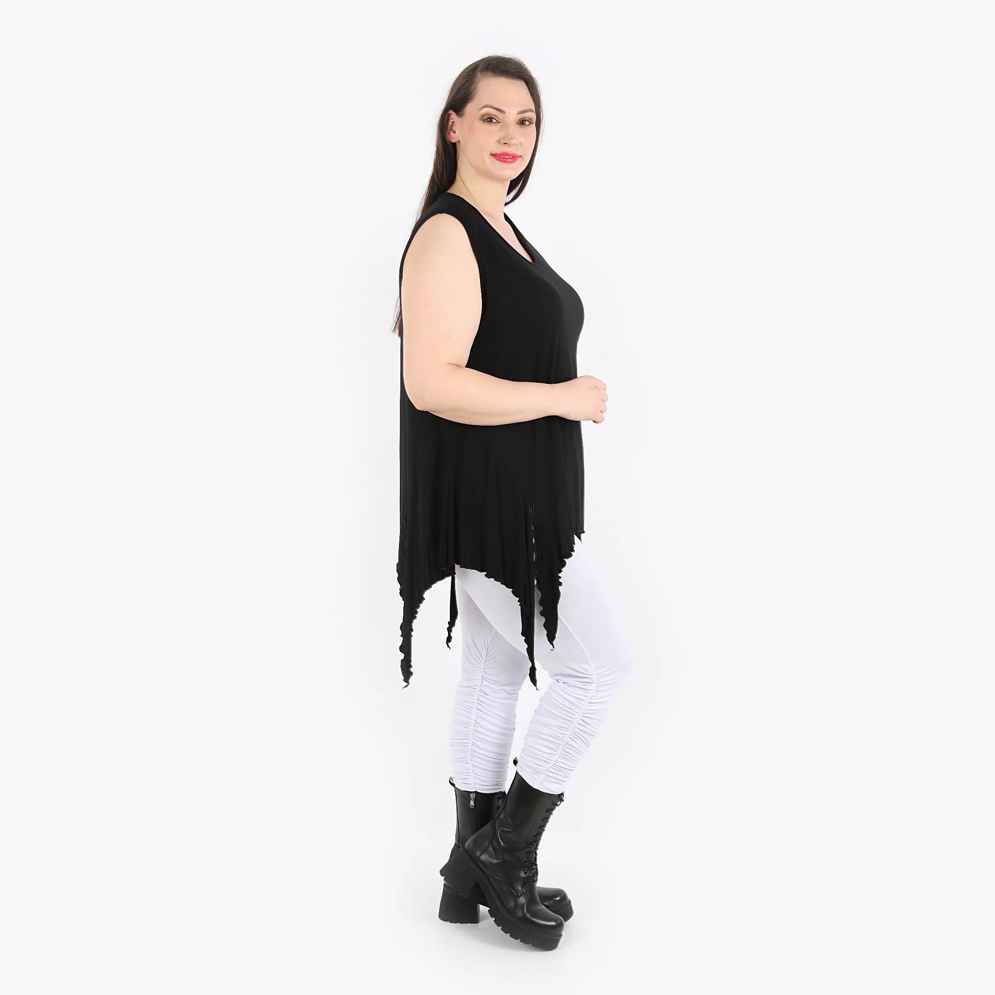  Zipfel Top von AKH Fashion aus Viskose, 1312.04130, Schwarz, Schick, Modern, Bequem