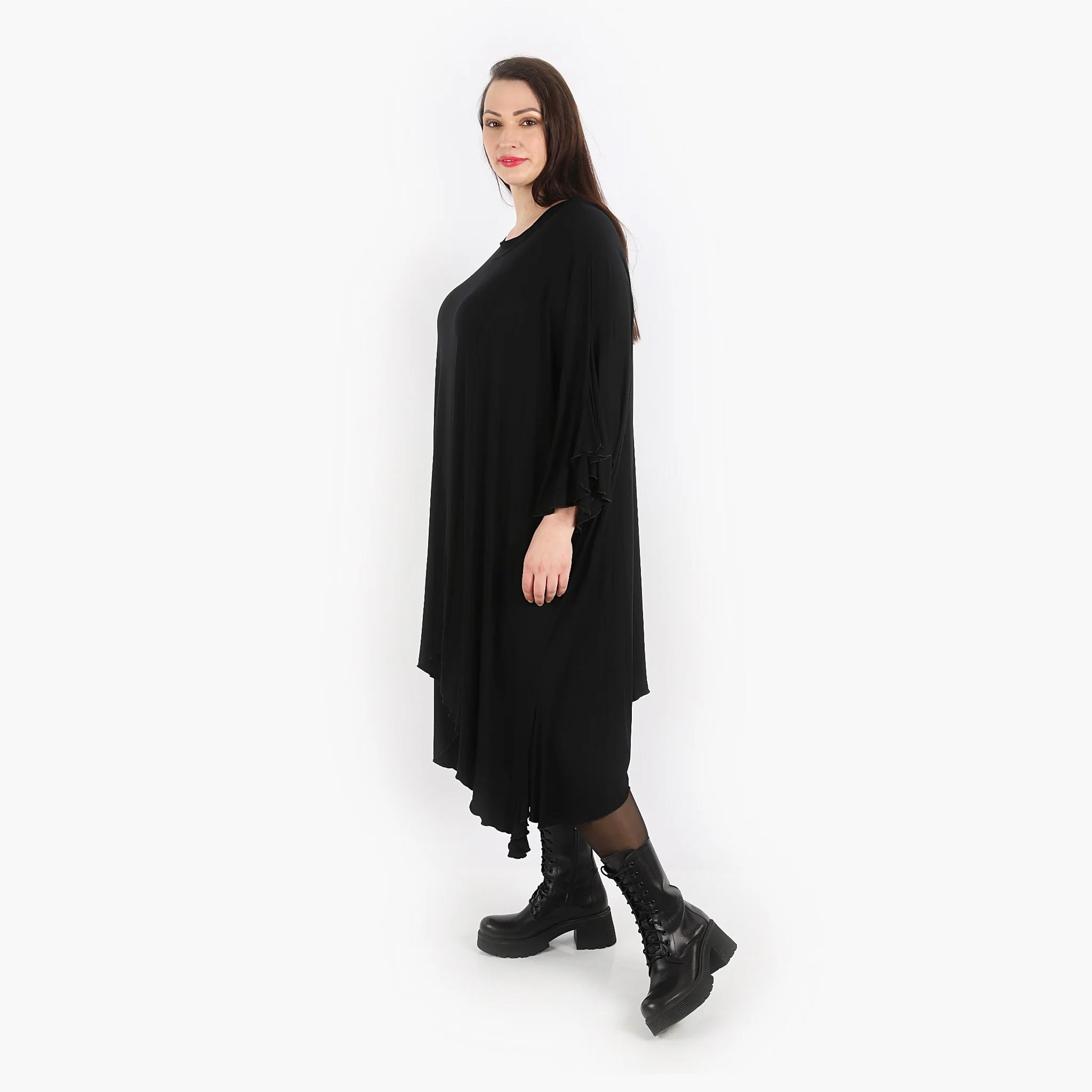  A-Form Bigshirt von AKH Fashion aus Viskose, 1312.06514, Schwarz, Unifarben, Schick, Modern