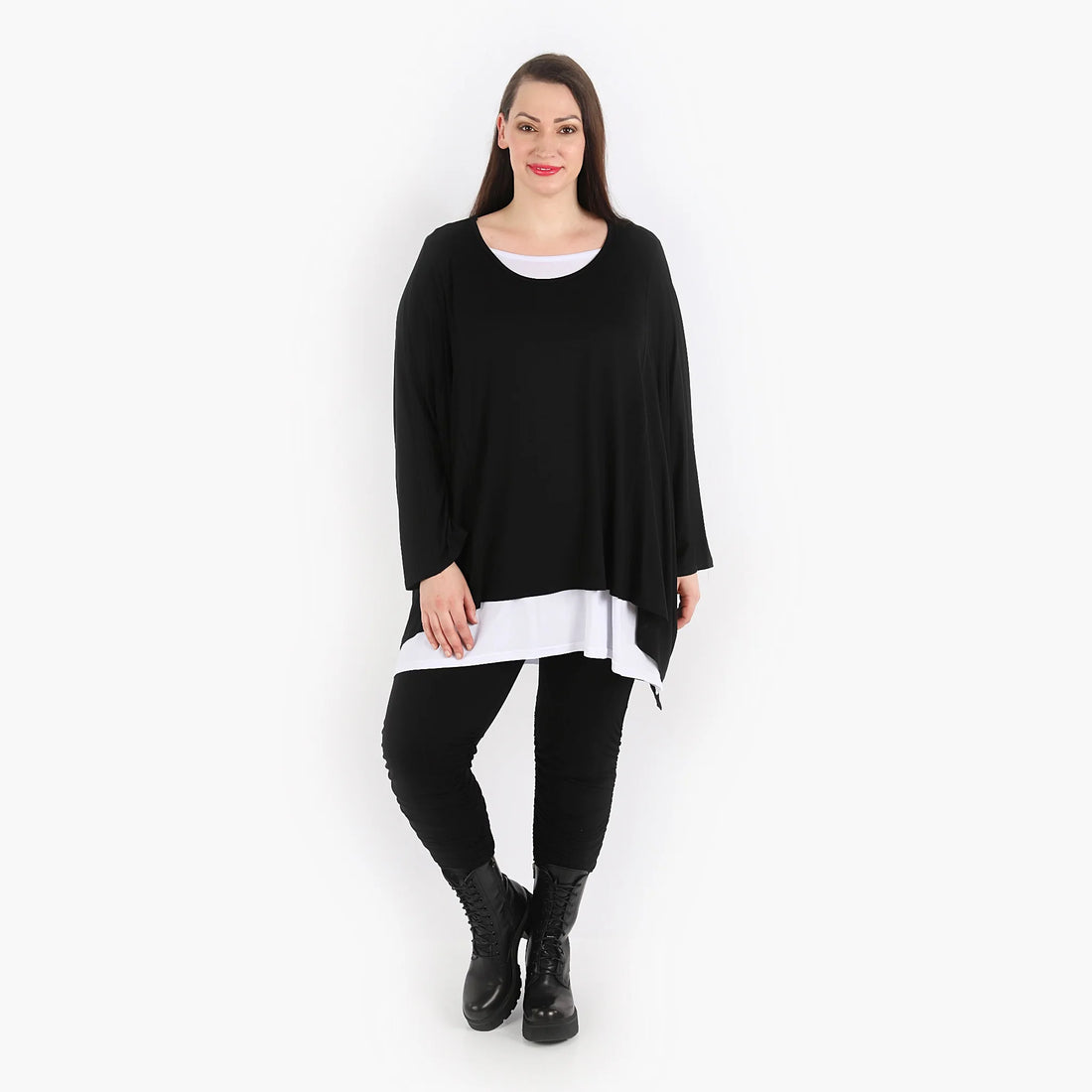  Bigshirt von AKH Fashion aus Viskose in kastiger Form, 1312.06680, Schwarz, Schick, Modern