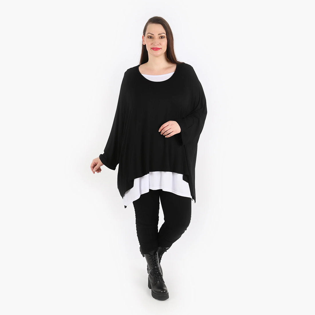  Bigshirt von AKH Fashion aus Viskose in kastiger Form, 1312.06680, Schwarz, Schick, Modern