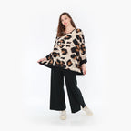  AKH Fashion Bigshirt in kastiger Form, aus Viskose, 1369.06964, Beige-Schwarz-Braun, Leopard