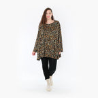 A-Form Bigshirt von AKH Fashion aus Viskose, 1370.00593, Schwarz-Braun-Grün, Animal, Schick