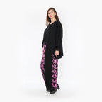  Ballonhose von AKH Fashion aus Viskose, 1374.08069, Schwarz-Fuchsia, Grafik, Schick