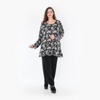  AKH Fashion Shirt in Glocken-Form, aus Materialmix, 1375.01892, Dunkelgrau-Grau, Kariert