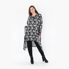  AKH Fashion Kleid in Vokuhila-Form, aus Materialmix, 1375.06882, Dunkelgrau-Grau, Kariert