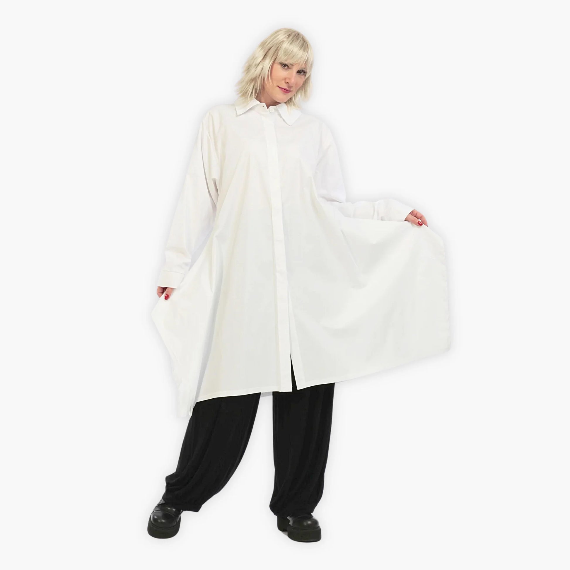  Bluse von AKH Fashion aus Baumwolle in gerader Form, 1223.07505, Weiß, Unifarben, Schick