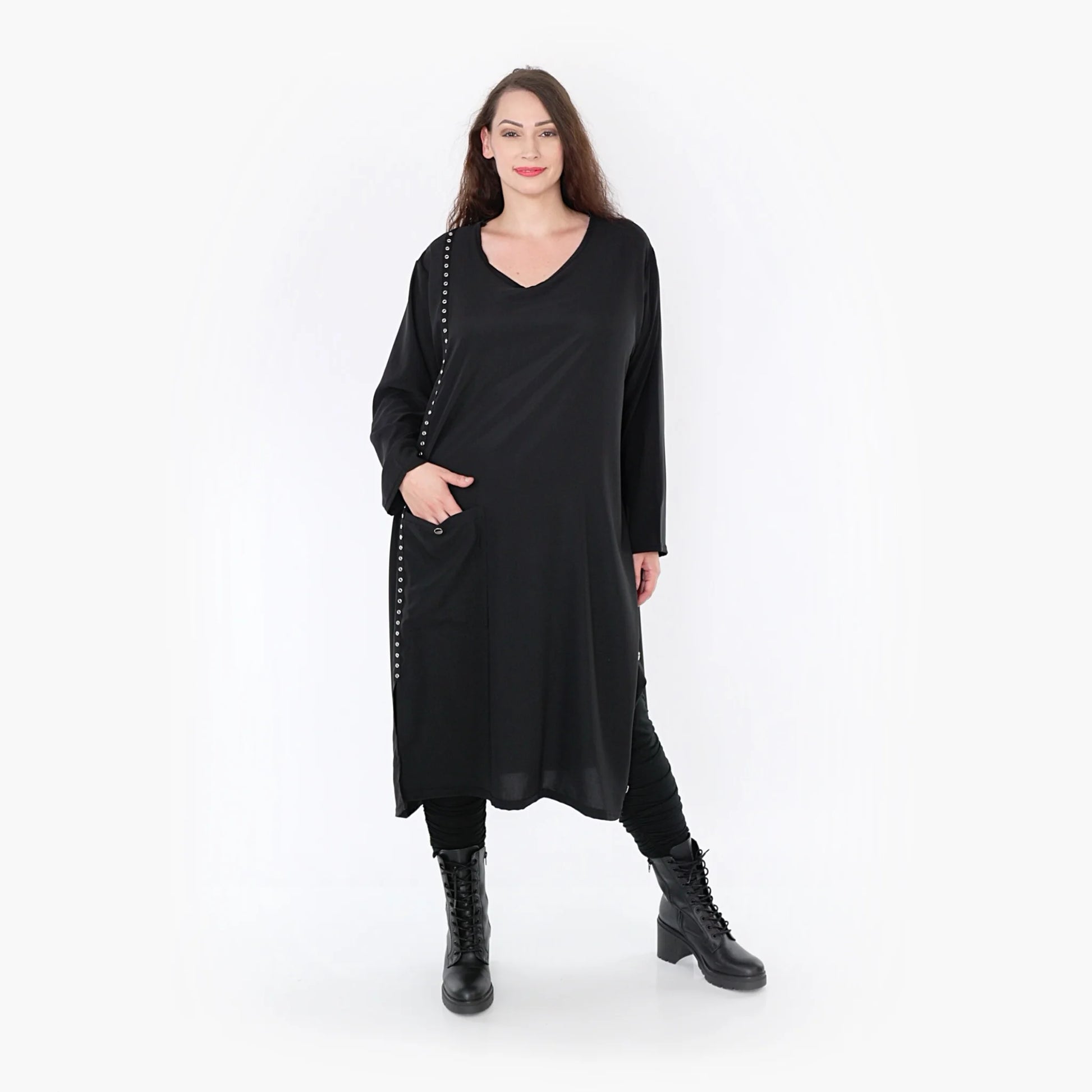  A-Form Kleid von AKH Fashion aus Viskose, 1325.06982, Schwarz, Unifarben, Schick, Modern