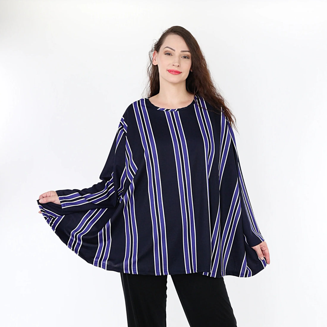  A-Form Bigshirt von AKH Fashion aus Materialmix, 1331.00593, Blau-Marine-Weiß, Ausgefallen