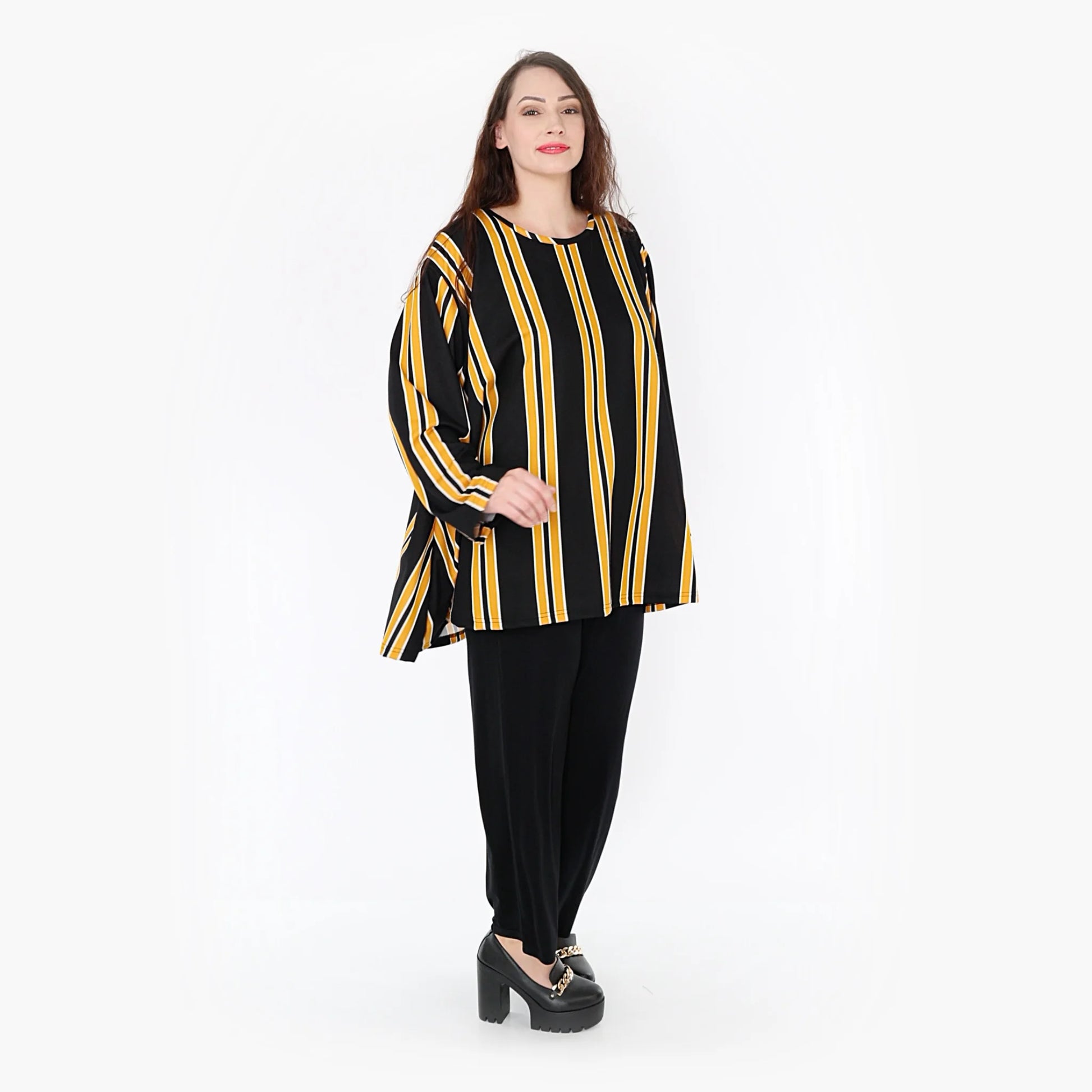  A-Form Bigshirt von AKH Fashion aus Materialmix, 1331.00593, Gelb-Schwarz-Weiß, Ausgefallen