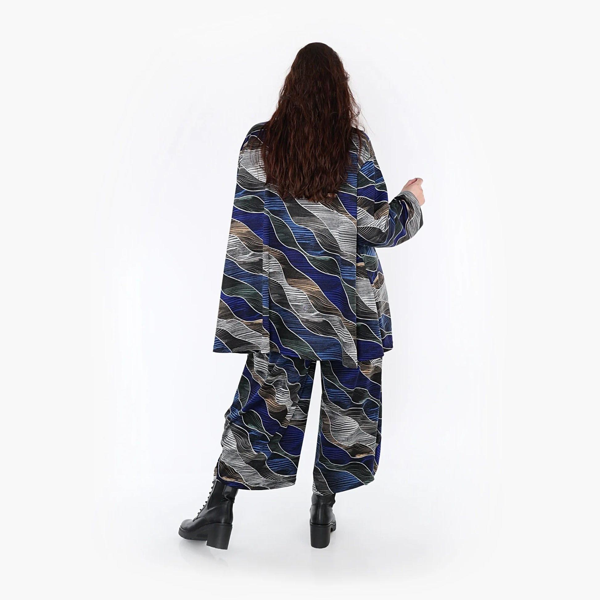  A-Form Bigshirt von AKH Fashion aus Materialmix, 1334.00593, Blau-Grau, Farbmix, Ausgefallen