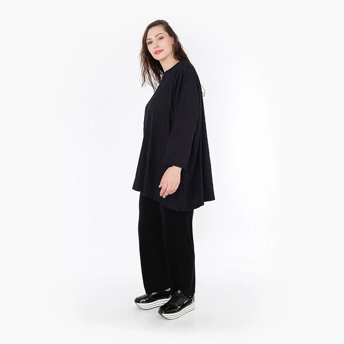  A-Form Bigshirt von AKH Fashion aus Viskose, 1342.06973, Schwarz, Unifarben, Schick, Modern