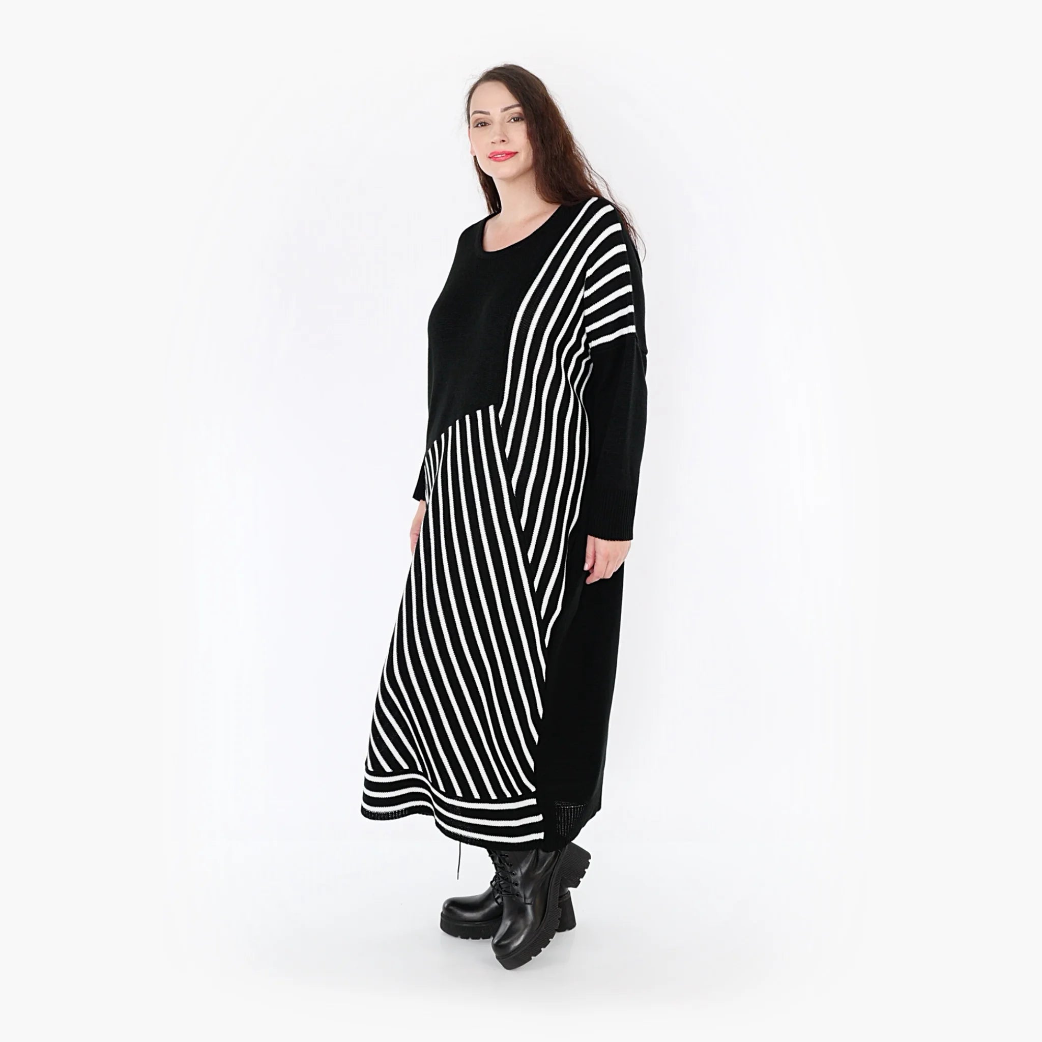  Ballonkleid von AKH Fashion aus Baumwolle, 1343.02318, Schwarz-Weiß, Schick, Modern