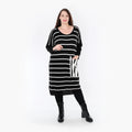  AKH Fashion Kleid in gerader Form, aus Baumwolle, 1343.02328, Schwarz-Weiß, Schick