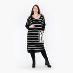  AKH Fashion Kleid in gerader Form, aus Baumwolle, 1343.02328, Schwarz-Weiß, Schick