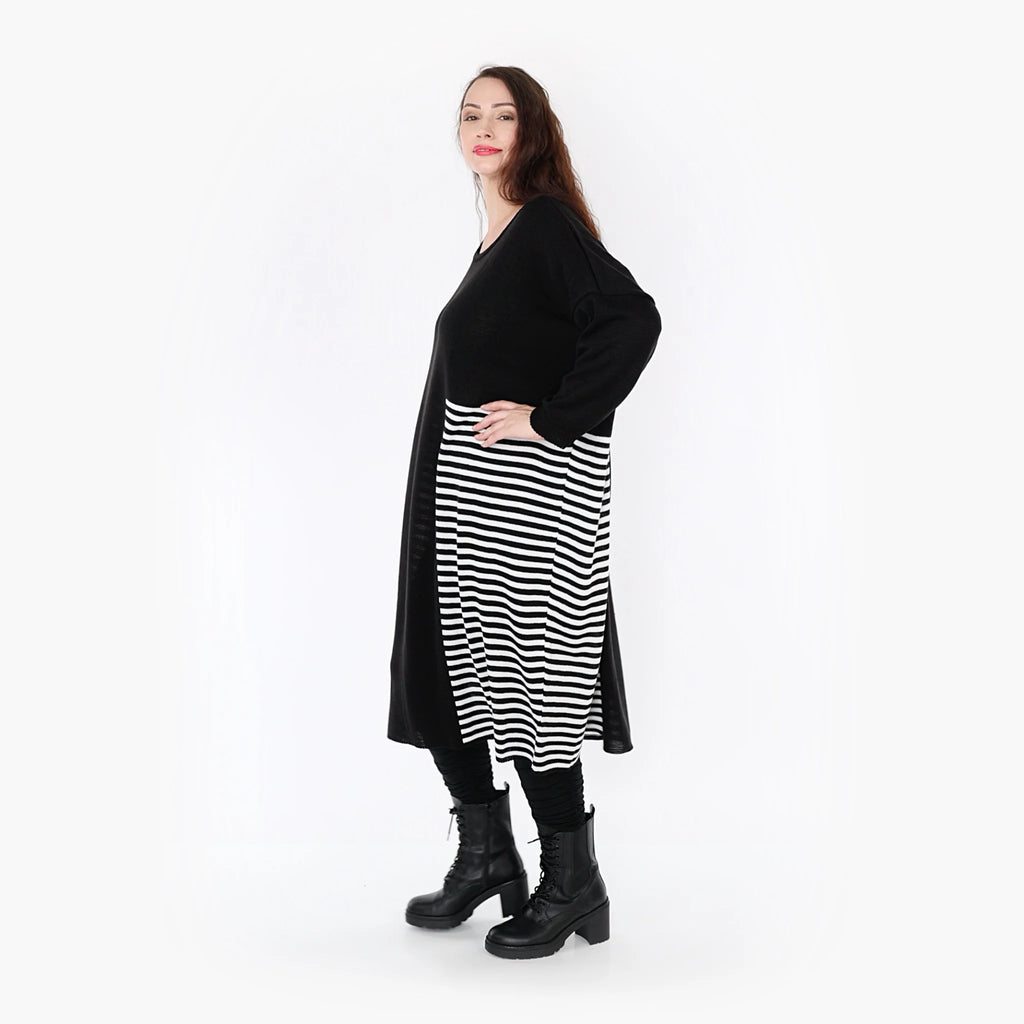  Ballonkleid von AKH Fashion aus Baumwolle, 1343.02333, Schwarz-Weiß, Schick, Modern