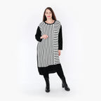  Ballonkleid von AKH Fashion aus Baumwolle, 1343.02346, Weiß-Schwarz, Schick, Modern