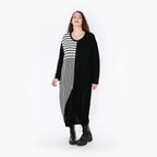  AKH Fashion Kleid in gerader Form, aus Baumwolle, 1343.02401, Schwarz-Weiß, Streifen