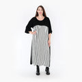  A-Form Kleid von AKH Fashion aus Baumwolle, 1343.02403, Schwarz-Weiß, Streifen, Schick